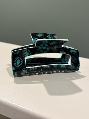 Turquoise Print Claw Clip